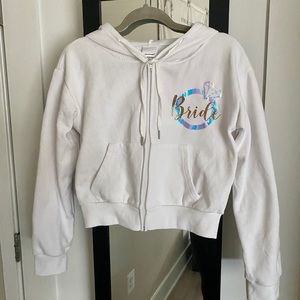Custom Bride Cropped Zip-Up Hoodie